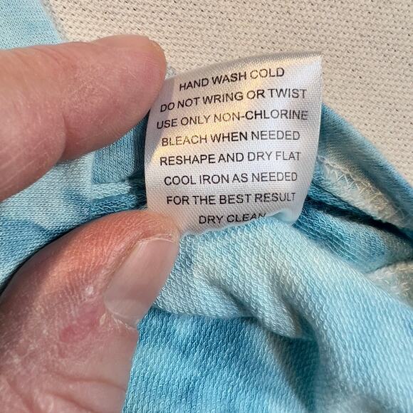 Pink Rose Blue Tye Dye Wavy Hem Long Sleeve Shirt Woman's M Rayon/ Spandex Blend - Picture 5 of 10